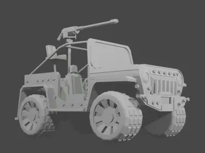 War Jeep Low-poly 3D model