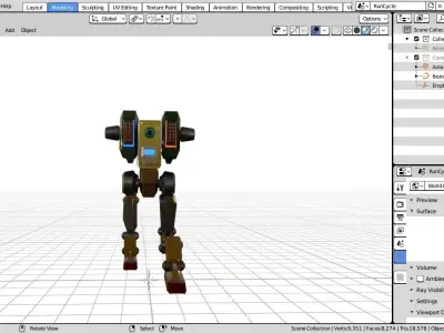 Voxel Mech Low-poly 3D model