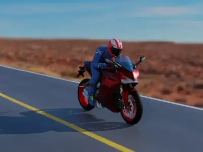 Bike with rider Low-poly 3D model