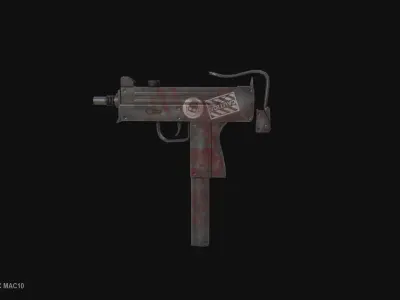 Post apocalyptic MAC10 Low-poly 3D model