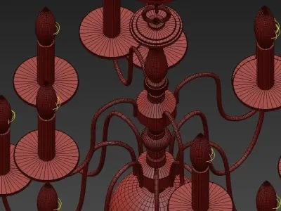 Six Light Dutch Brass Antique Chandelier 3D model