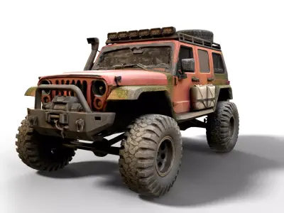 Heavy Duty Off-Road 4x4 Expedition SUV Low-poly 3D model