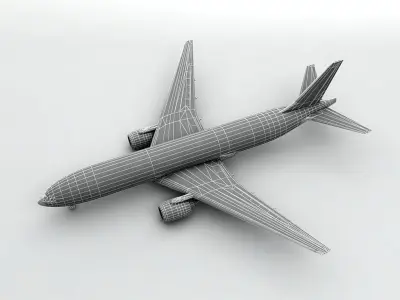 Boeing 777 Airliner - American Airlines Low-poly 3D model
