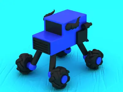 3D Blue Monster Truck with Bold Black Wheels and Horn Design 3D print model