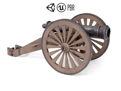 Old Cannon Low-poly 3D model 2