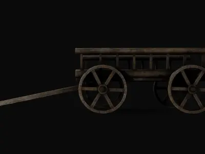 PBR Medieval cart Low-poly 3D model