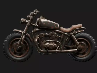 Custom Retro Motorcycle 3D model