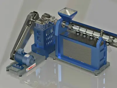 Plastic pipes extrusion machine Free 3D model