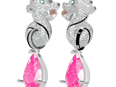 Seahorse Hip Hop Earring 3D print model