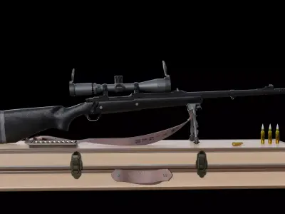 Realistic Sniper Rifle Model Military Scoped Gun Weapon Asset Low-poly 3D model