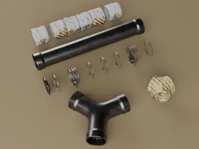 Modular Industrial Pipe Kit Game Ready Low-poly 3D model