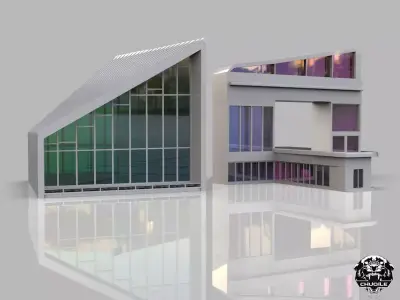 Modern Building Low-poly 3D model 2