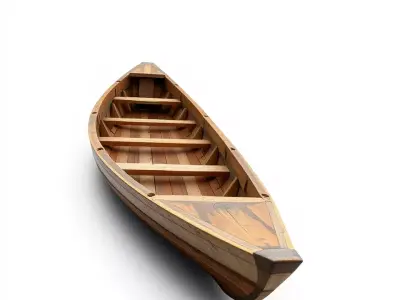 Wooden Rowboat Model Pack with Detailed Texturing Low-poly 3D model