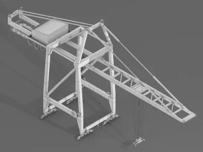 Collection of Cargo Port Harbor Cranes  Low-poly 3D model