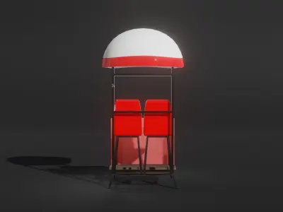 Police booth 3D model Low-poly 3D model