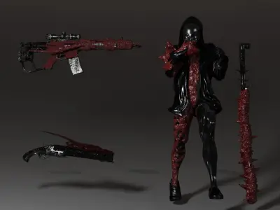 caracter and weapon series Free 3D model