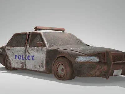 Game ready Abandoned damaged wrecked Vehicle collection model Low-poly 3D model