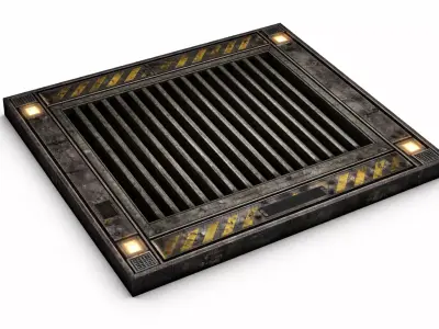 Sci-Fi Industrial Floor Grate - PBR Low Poly Game Ready Low-poly 3D model