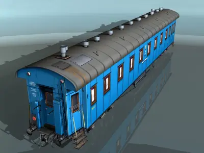Passenger wagon Yegorov plant Low-poly 3D model