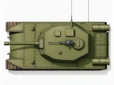 Military Tank Low-poly 3D model order