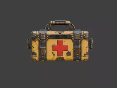 Steampunk First Aid Kit Low-poly 3D model