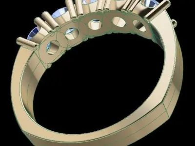 5 Stone Engagement Band 4mm 3D print model purchase