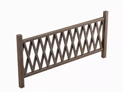 Wooden Fence C 01 Low-poly 3D model