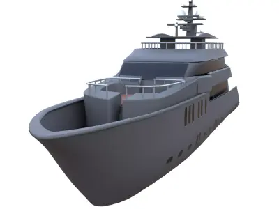 Black Luxury Motor Yacht 3D Model Game Ready Low Poly  PBR Low-poly 3D model