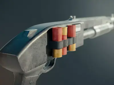Scratched iron shotgun Low-poly 3D model
