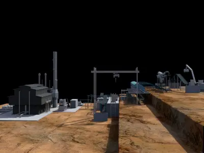FACTORY power plant in desert 3D model