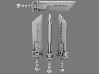 Space Knights Fantasy Cloud Sword NOHAND 3D print model