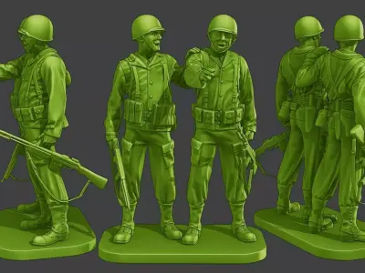 American soldiers ww2 laugh A15 3D print model