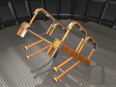 Sci-Fi Stairs - 25 - Orange Version Low-poly 3D model