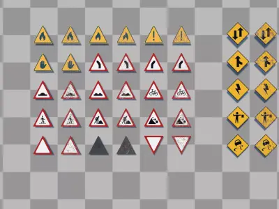 Street and Special Signs Part I Low-poly 3D model