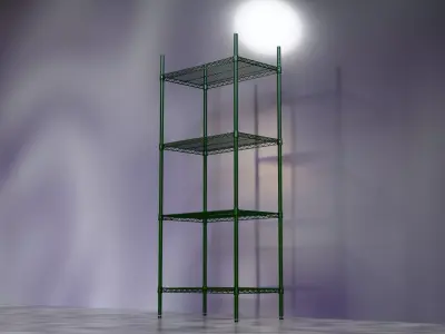 Wire Shelves - 30 inches X 18 inches X 72 inches in green epoxy Low-poly 3D model