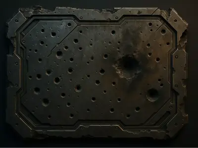 Panel01 Damaged Metal Panel Bullet And Laser Holes LOD Low-poly 3D model