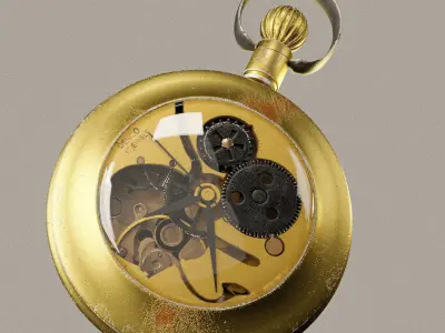 Antique bronze pocket watch 3D model