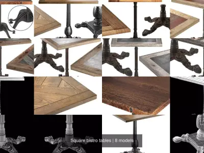 Square bistro tables 3D Model Pack