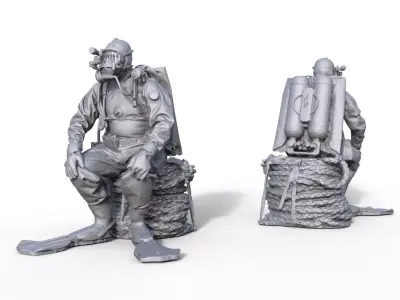 Figur Taucher Diver Figurines Schiffsmodell Diorama 3D print model