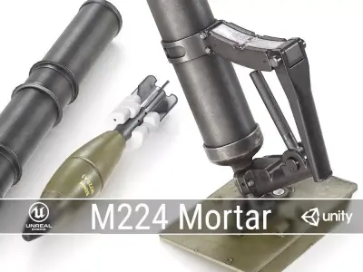 PBR M224 Mortar Low-poly 3D model