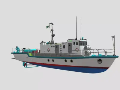 Fishing Trawler Boat Commercial Marine Vessel Low-poly 3D model