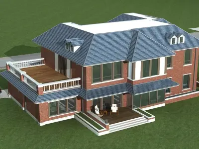 Villa house with car 3D model
