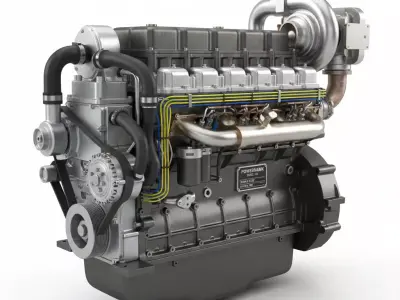Heavy Duty Turbocharged Diesel Engine Low-poly 3D model