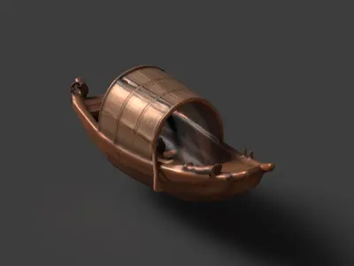 Chinese wooden boat   Low-poly 3D model purchase