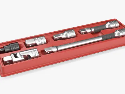 Socket Tools Set In Box 206EAU Low-poly 3D model
