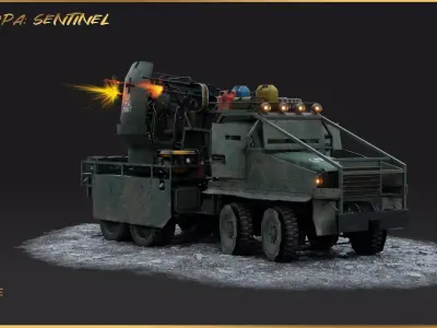 PBR-GrandPa Sentinel-PostApocalyptic Armed Truck Low-poly 3D model