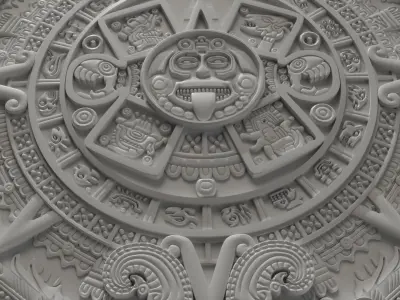 Aztec sun calendar Piedra del Sol 3D print model buy