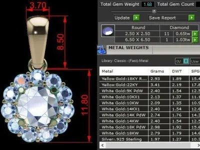 Dainty Diamond Halo Pendant 3D print model