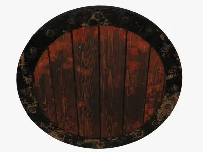Wooden shield Low-poly 3D model 12