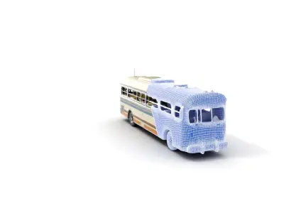 Vintage Bus D Model Pack Low-poly 3D model